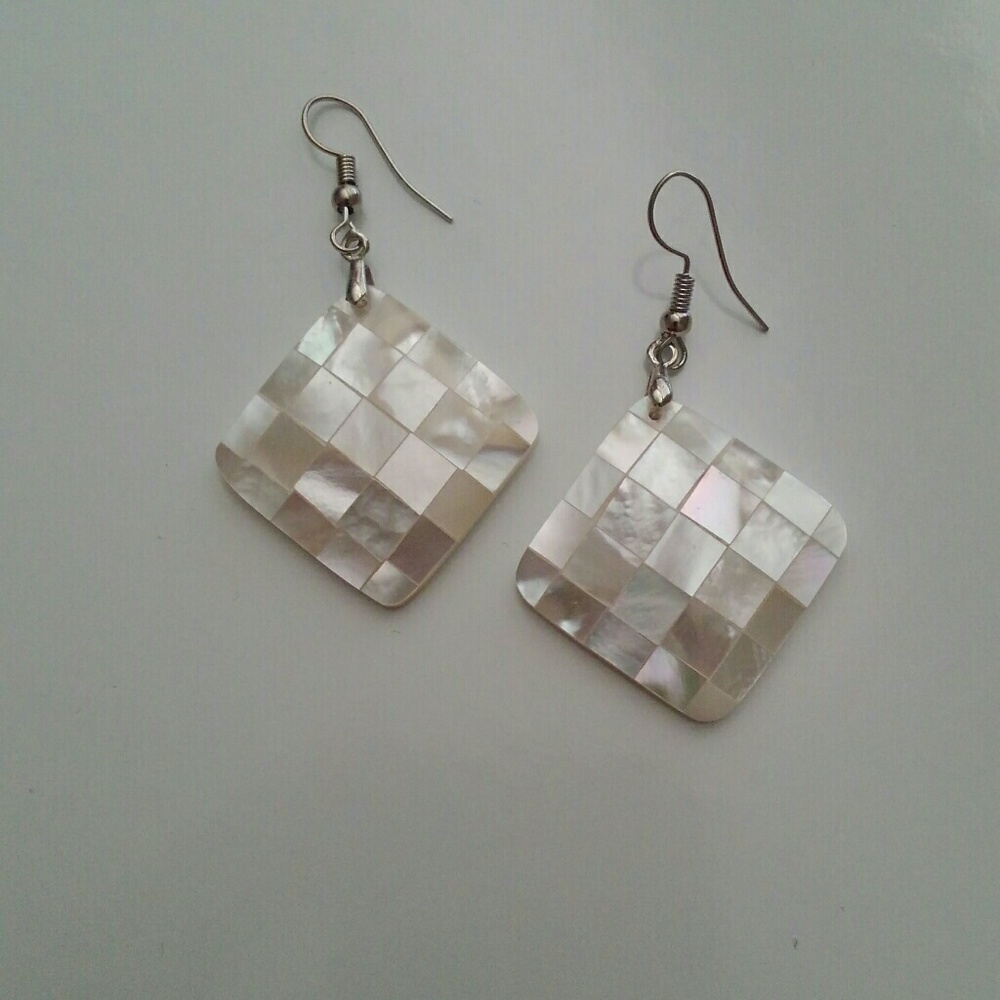 Diamond Mother of Pearl Earrings - Picture 2 of 7